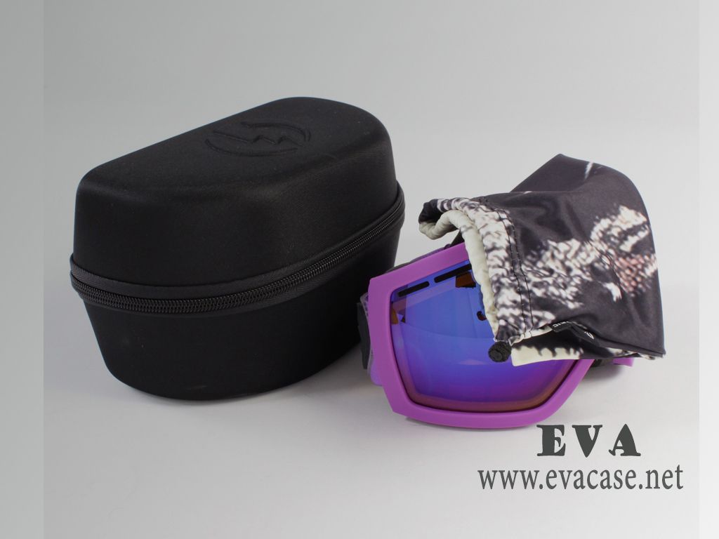 Electric cheap EVA ski goggle pouch polyester coated with embossed logo